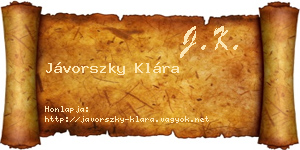 Jávorszky Klára névjegykártya